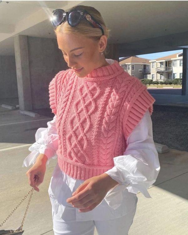 Pullunder mit zopfmuster damen Clearance